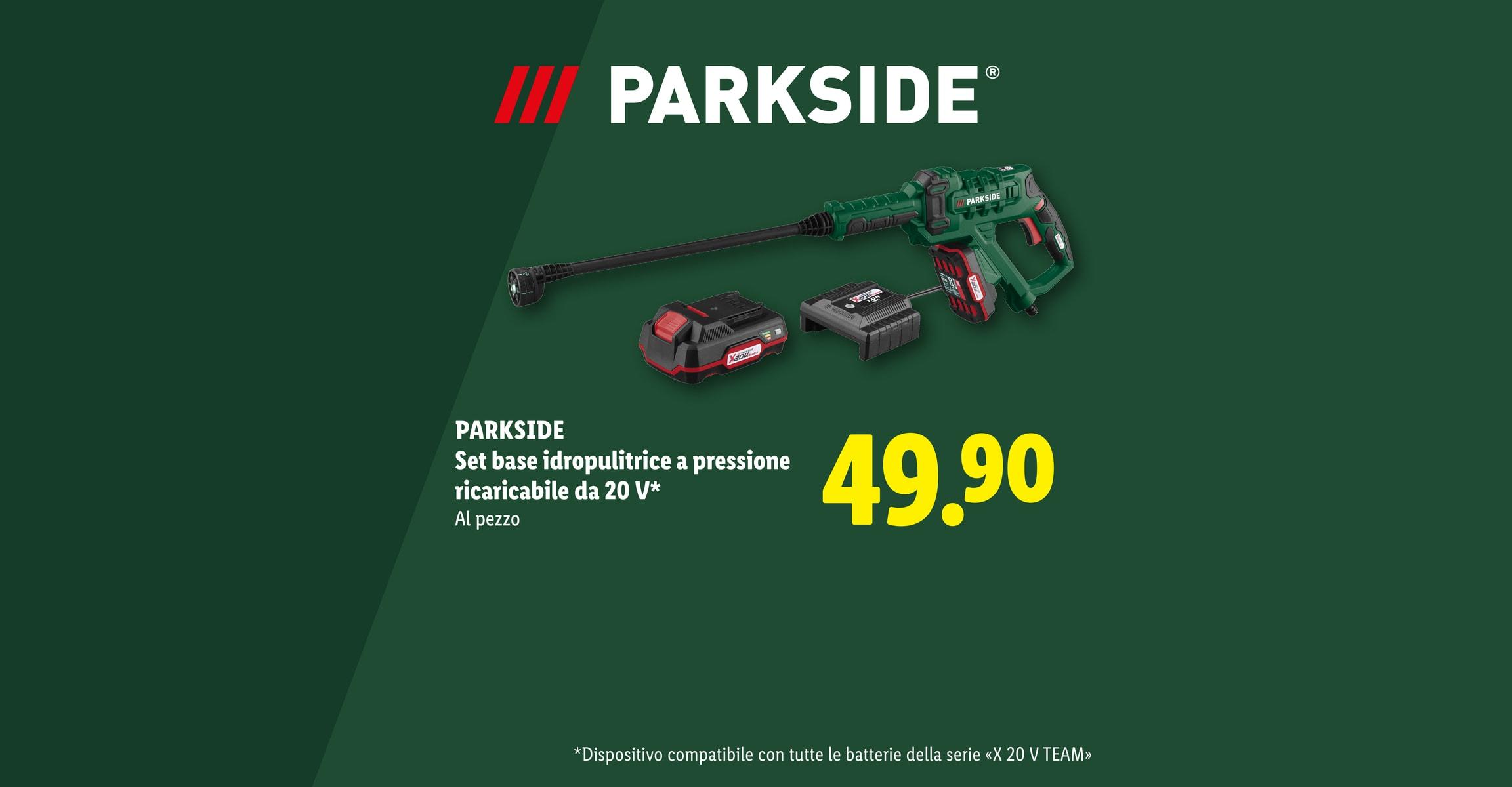 PARKSIDE Set base idropulitrice a pressione ricaricabile da 20 V Al pezzo CHF 49.90 Dispositivo compatibile con tutte le batterie della serie «X 20 V TEAM»