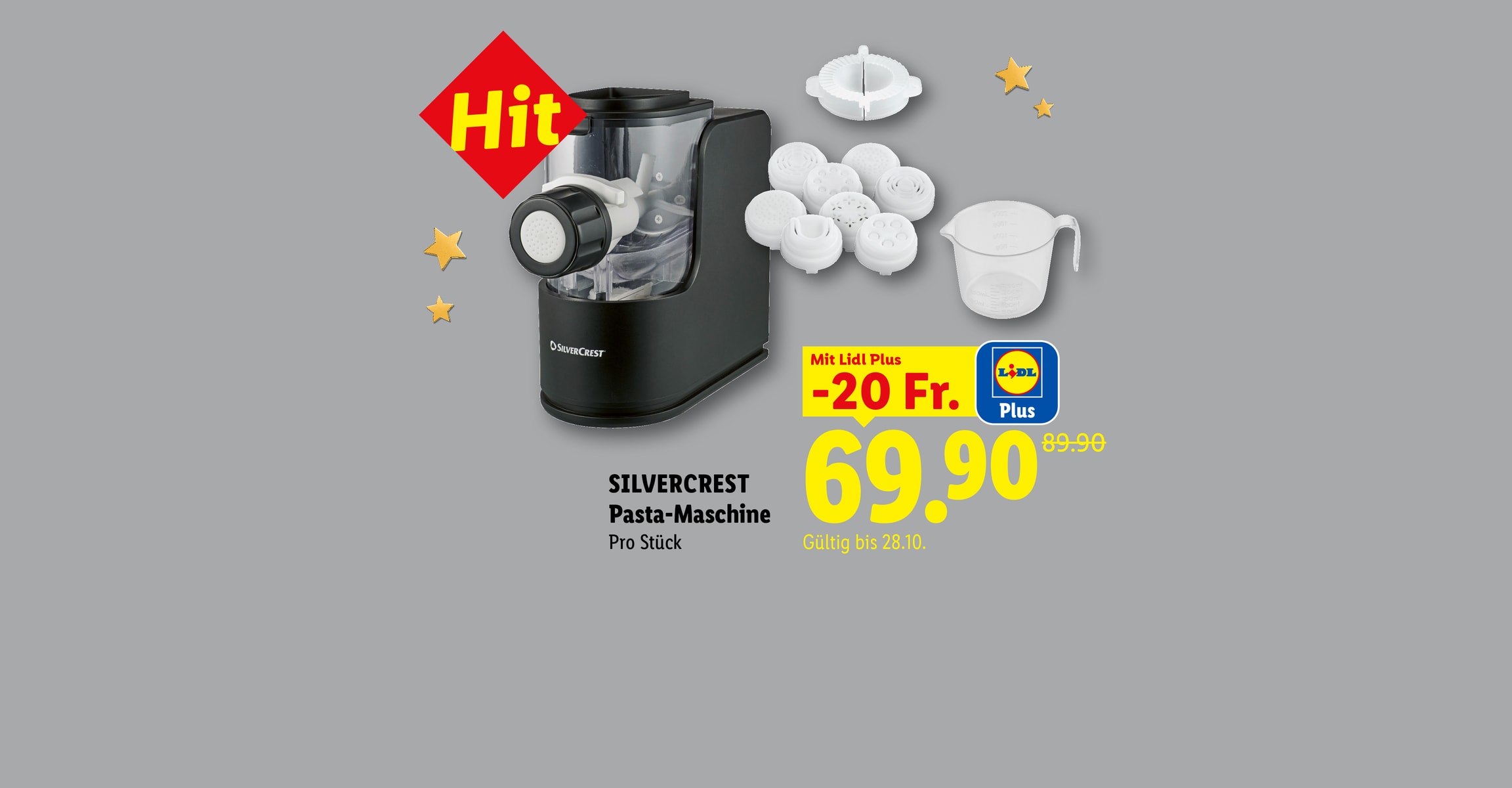 SILVERCREST Pasta-Maschine Pro Stück Mit Lidl Plus -20 Fr. CHF 69.90 Gültig bis 28.10.