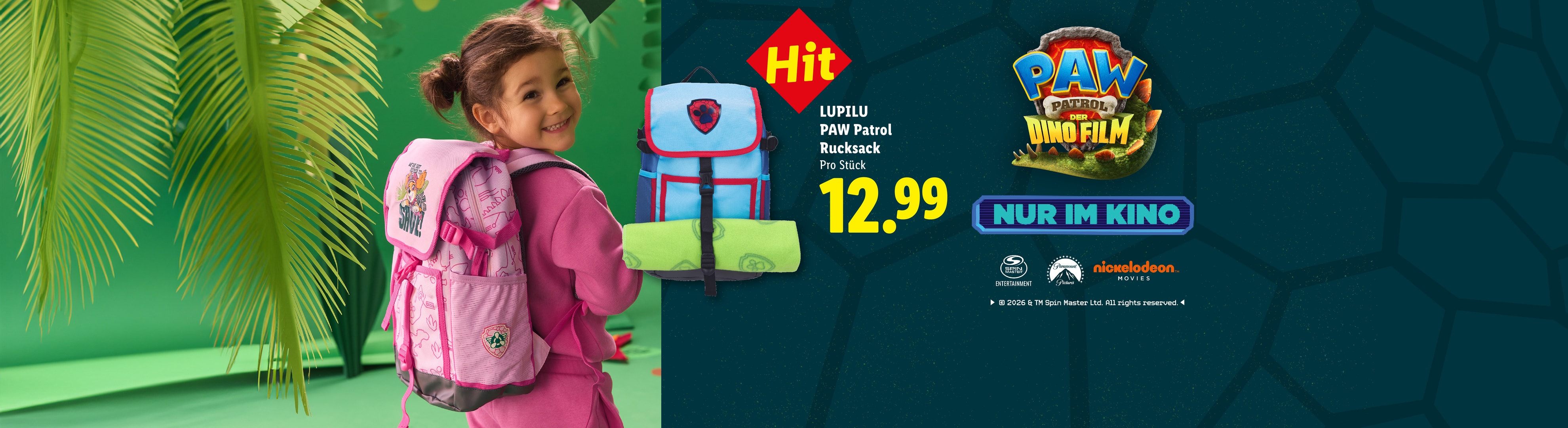 Hit LUPILU PAW Patrol Rucksack Pro Stück CHF 12.99 PAW PATROL DER DINO FILM NUR IM KINO