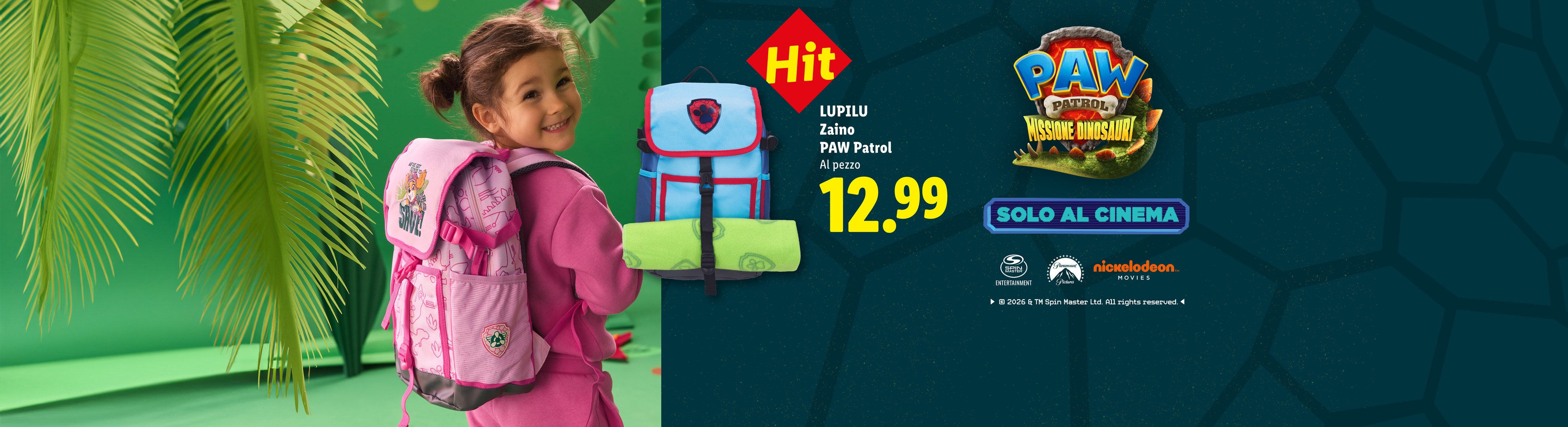 Hit LUPILU Zaino PAW Patrol Al pezzo CHF 12.99 PAW PATROL MISSIONE DINOSAURI SOLO AL CINEMA