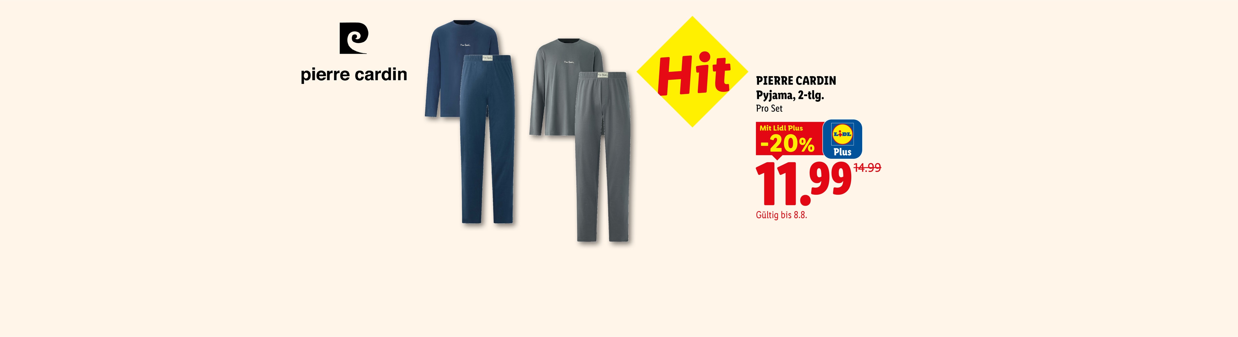 PIERRE CARDIN Pyjama, 2-tlg. Pro Set Mit Lidl Plus -20% CHF 11.99