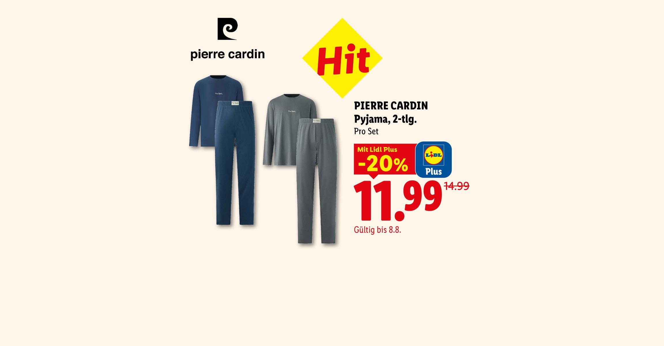PIERRE CARDIN Pyjama, 2-tlg. Pro Set Mit Lidl Plus -20% CHF 11.99