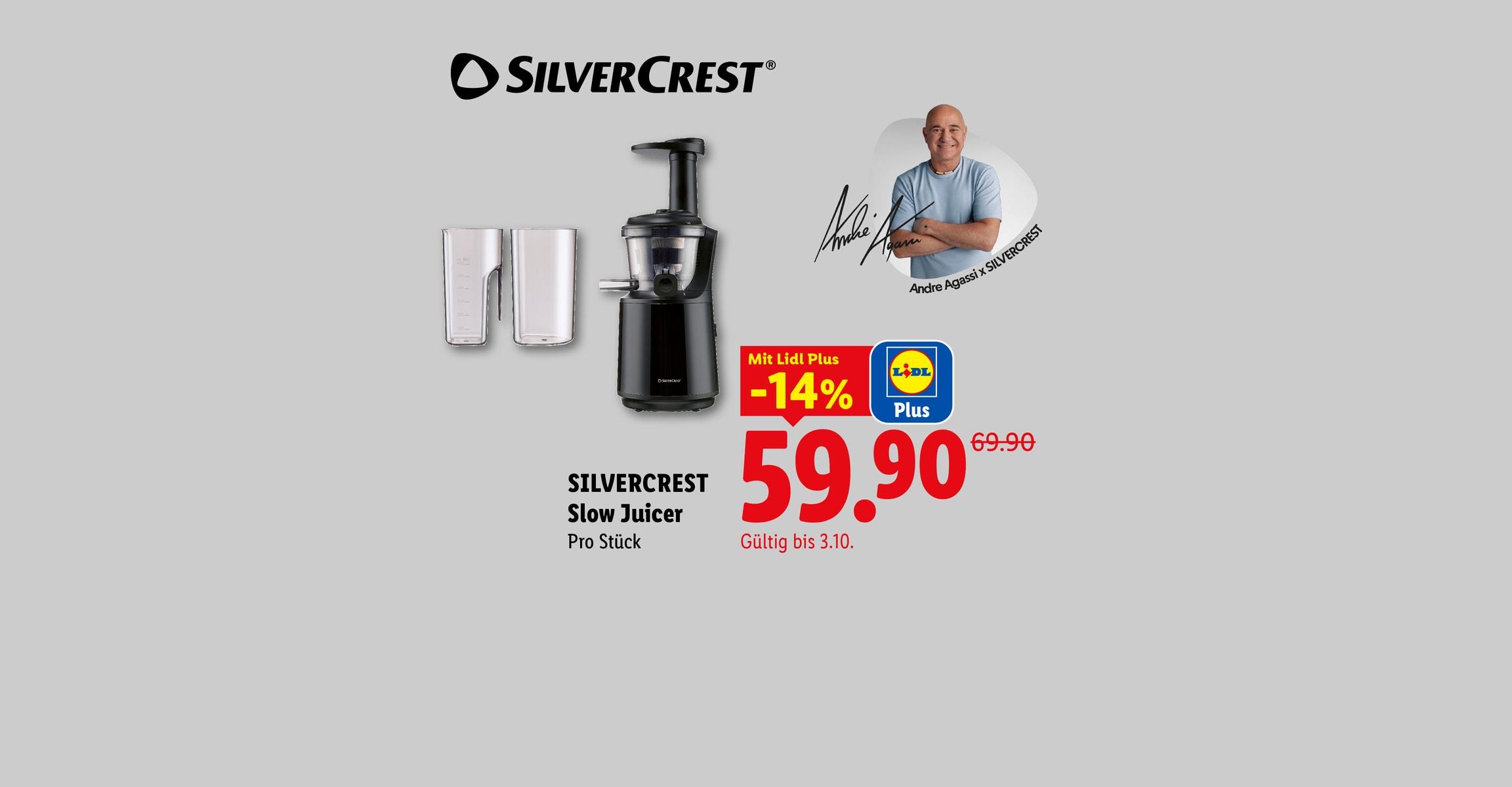 SILVERCREST Slow Juicer Pro Stück Mit Lidl Plus -14% CHF 59.90 Gültig bis 3.10.
