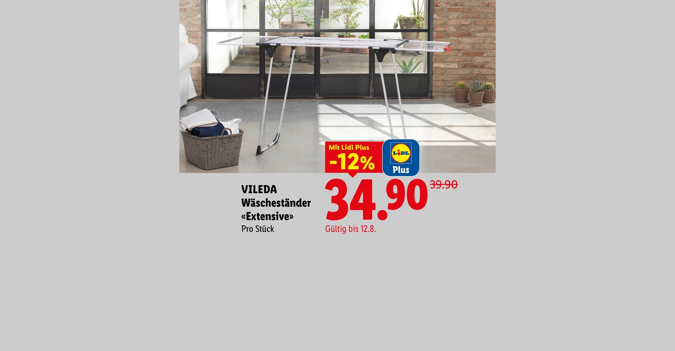 VILEDA Wäscheständer «Extensive» Pro Stück Mit Lidl Plus -12% CHF 34.90 Gültig bis 12.8.