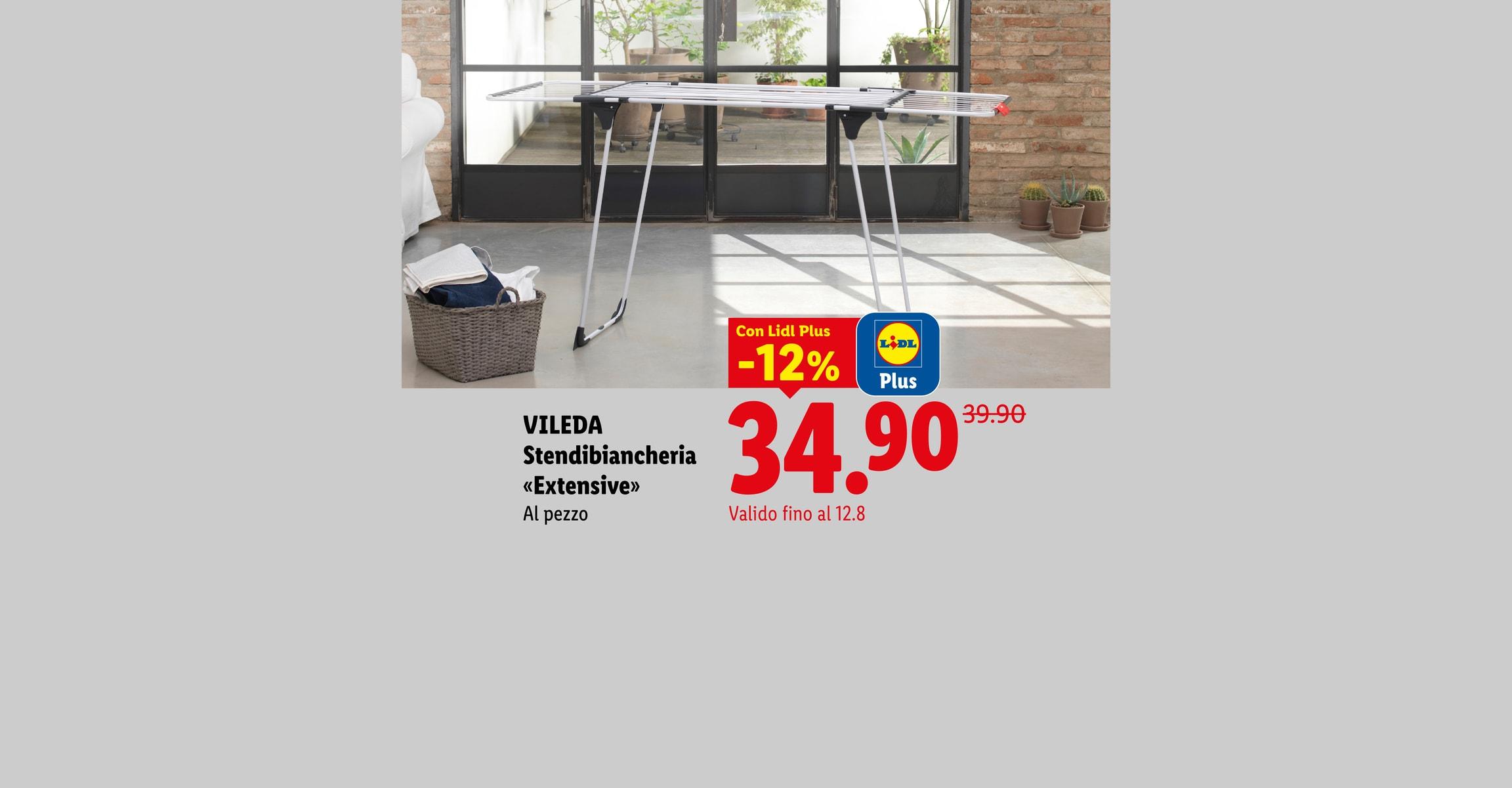 VILEDA Stendibiancheria «Extensive» Al pezzo Con Lidl Plus -12% CHF 34.90 Valido fino al 12.8