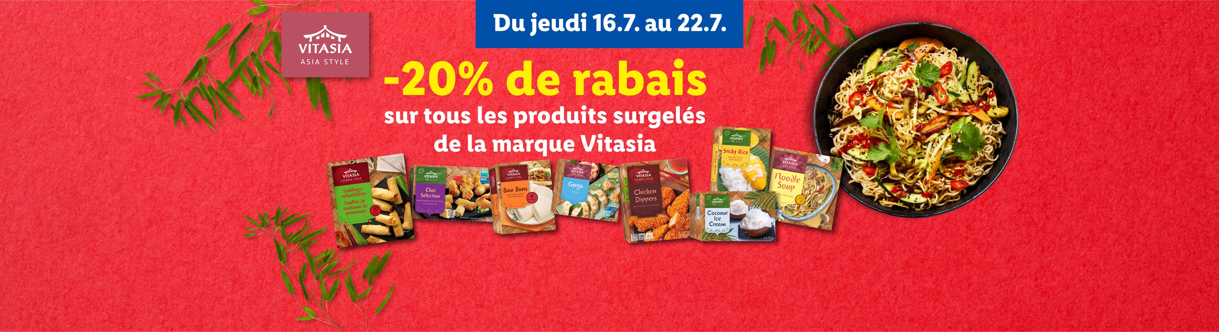 Du jeudi 16.7. au 22.7. -20% de rabais sur tous les produits surgelés de la marque Vitasia