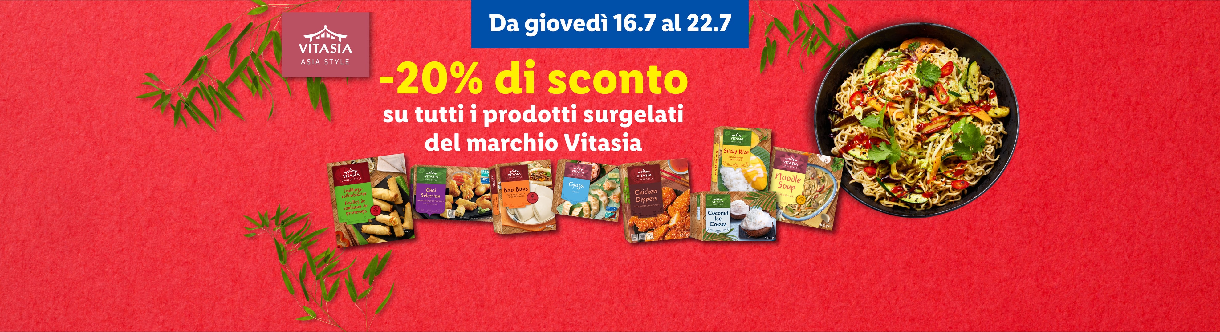 Da giovedì 16.7 al 22.7 -20% di sconto su tutti i prodotti surgelati del marchio Vitasia