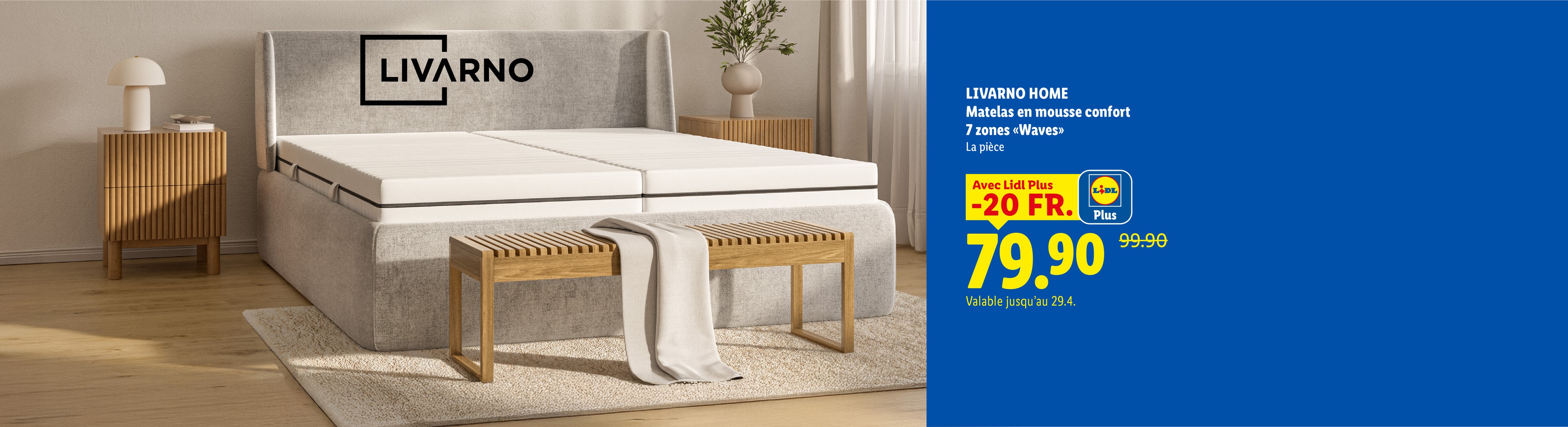 Matelas en mousse confort 7 zones avec réduction Lidl Plus, valable jusqu'au 29.4.