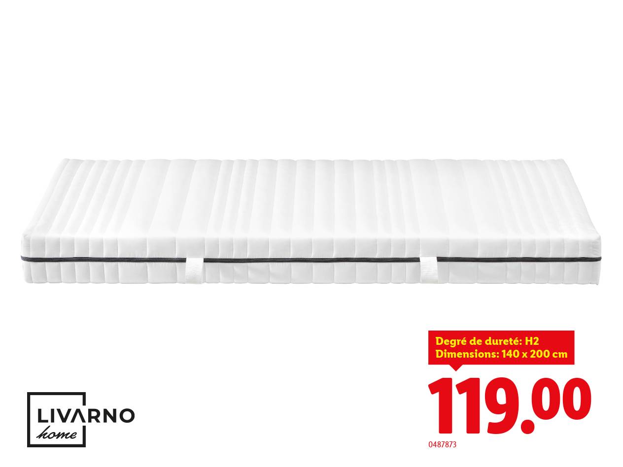 Matelas LIVARNO home, degré de dureté H2, dimensions 140 x 200 cm, prix 119.00.