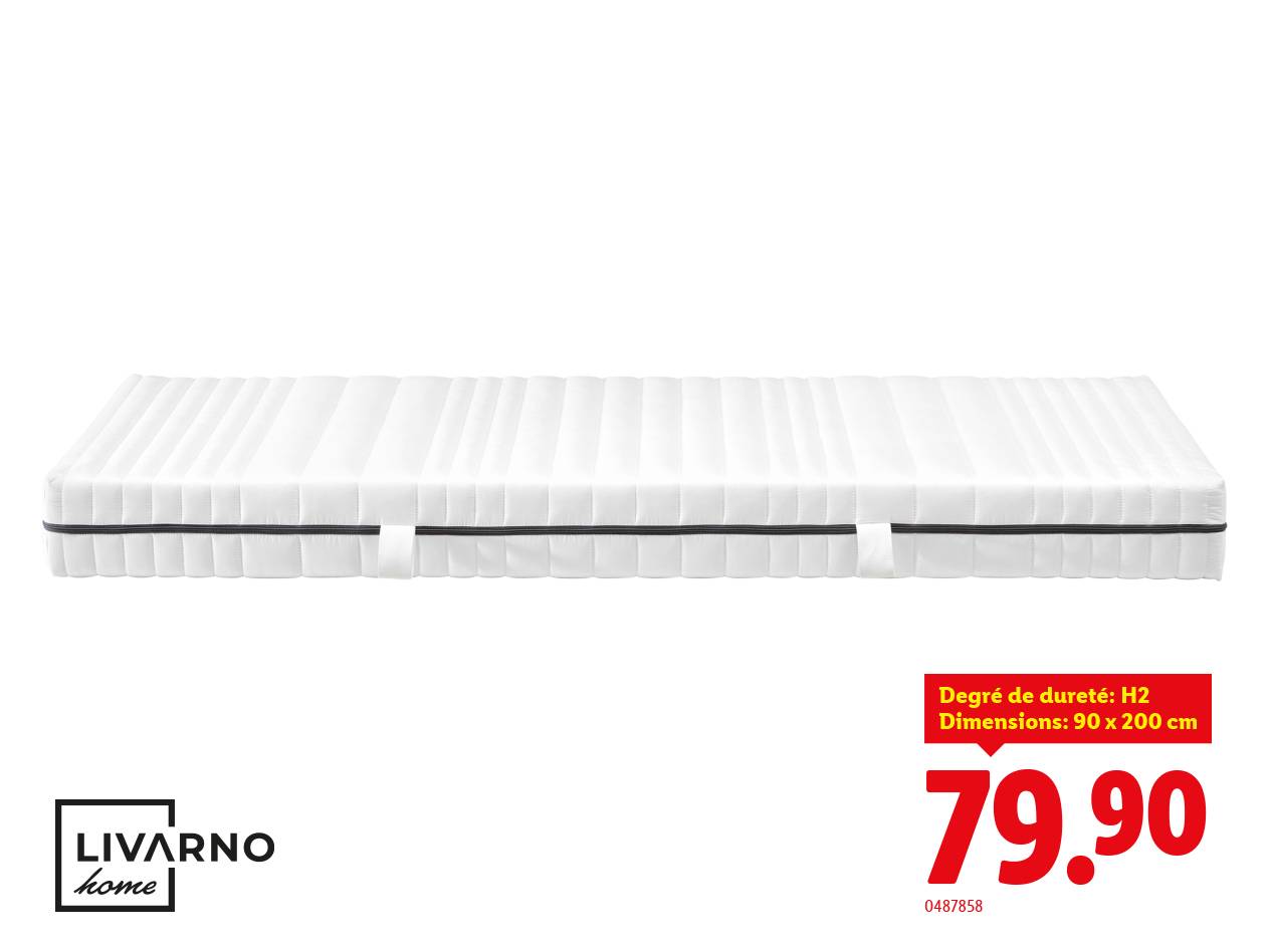 Matelas LIVARNO home, degré de dureté H2, dimensions 90 x 200 cm, à 79,90.