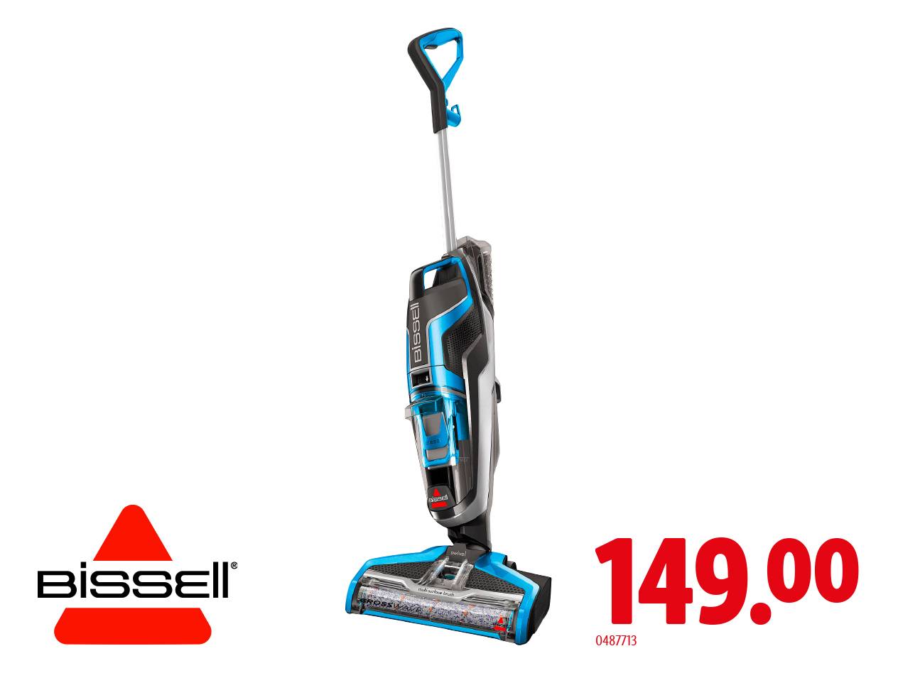 Bissell CrossWave Akku-Stielstaubsauger in Blau und Schwarz, Preis 149,00 €.