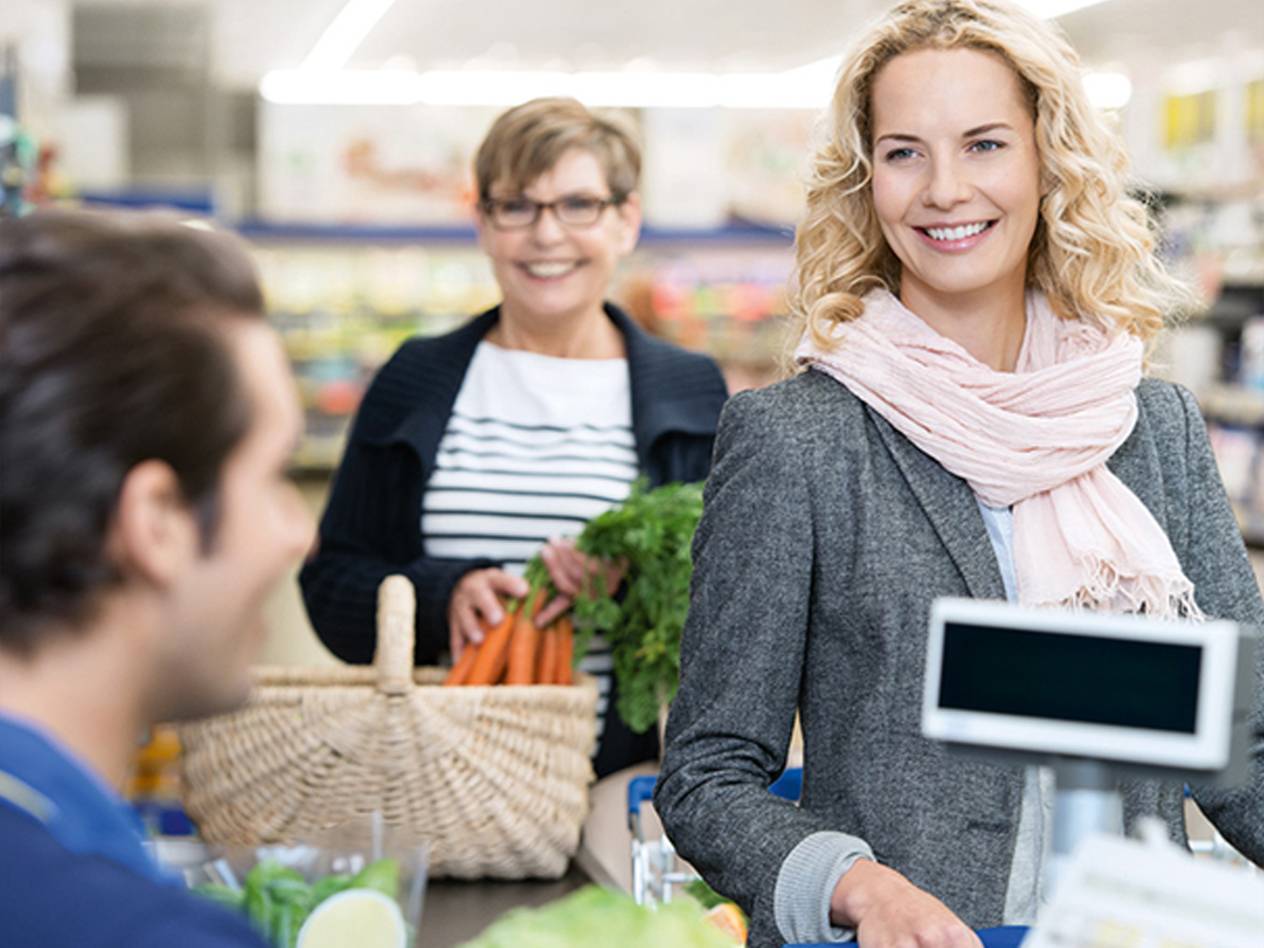 Kurze Wartezeiten an der Kasse