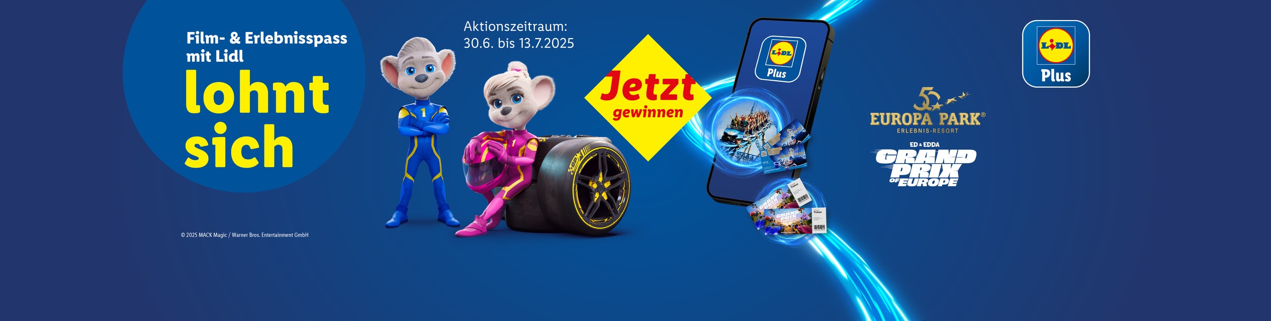 Gewinne mit Lidl Plus Tickets für Europa-Park und den Grand Prix of Europe.