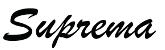 Logo mit dem schwarzen Schriftzug „Suprema“ in Kursivschrift auf weißem Hintergrund.