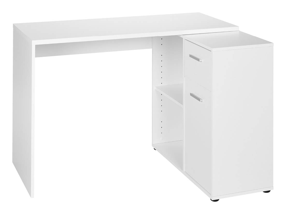 Weißer Eck Schreibtisch mit Schrank
