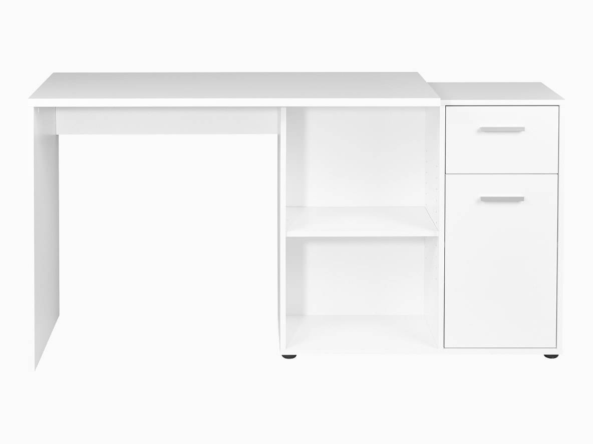 Weißer Schreibtisch mit Schubladen und Regal