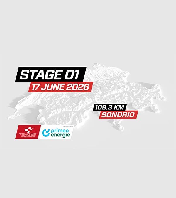 Étape 01 d'une course cycliste le 17 juin 2026, 109,3 km à Sondrio, sur une carte suisse.